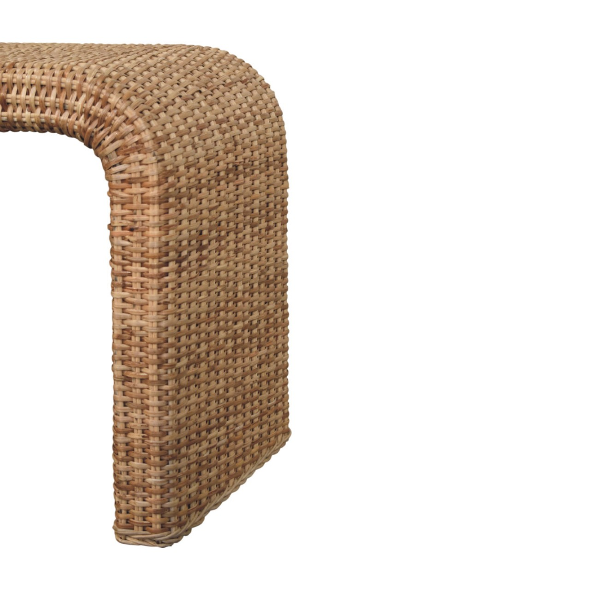 Artisan Furniture Rattan Weave Solid Mango Wood Bench – Entryway & Bedroom Seating, Beige