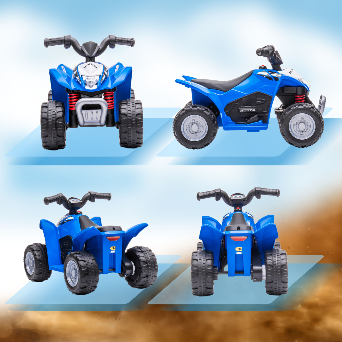 AIYAPLAY Honda Licensed 6V Kids Electric Quad Bike with LED Lights & Horn – Ride-On ATV for 18-36 Months, Blue