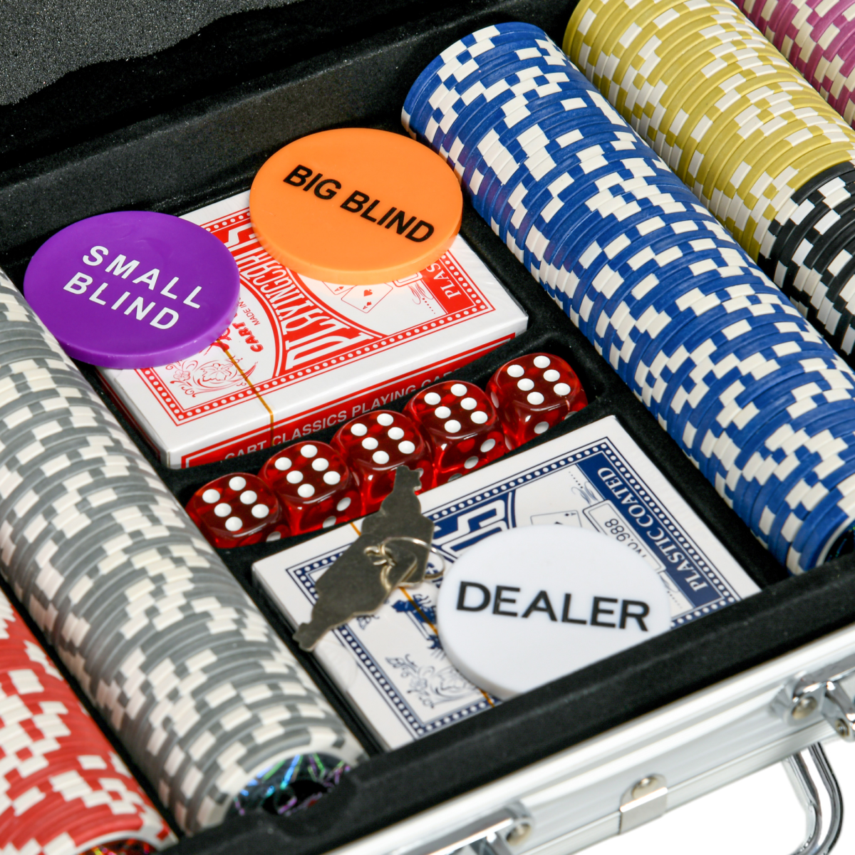 SPORTNOW 500-Piece Poker Chip Set with Mat, Aluminium Case & Two Card Decks – Game Night Kit for up to 10 Players