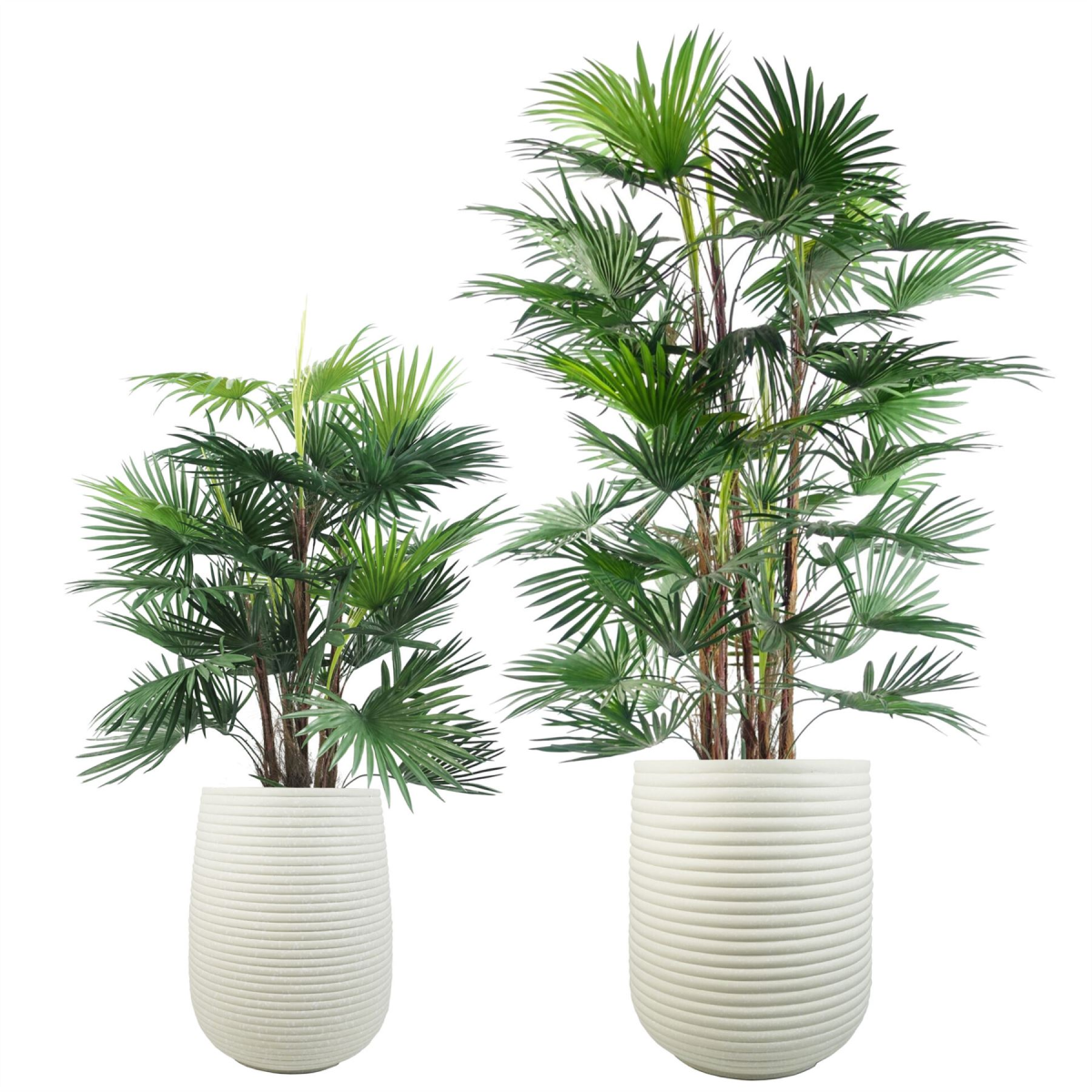 Mikos Large Ridged Composite Planter – Garden Plant Pot, 41cm x 30cm, Stone