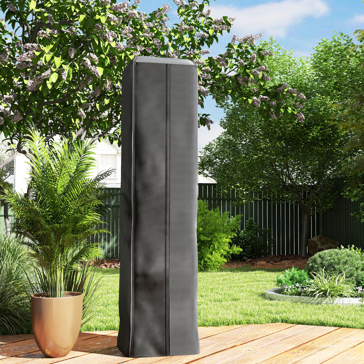 Outsunny Heavy Duty Pyramid Gas Patio Heater Cover with Zip, UPF 30+ Oxford Fabric – Weatherproof, Black