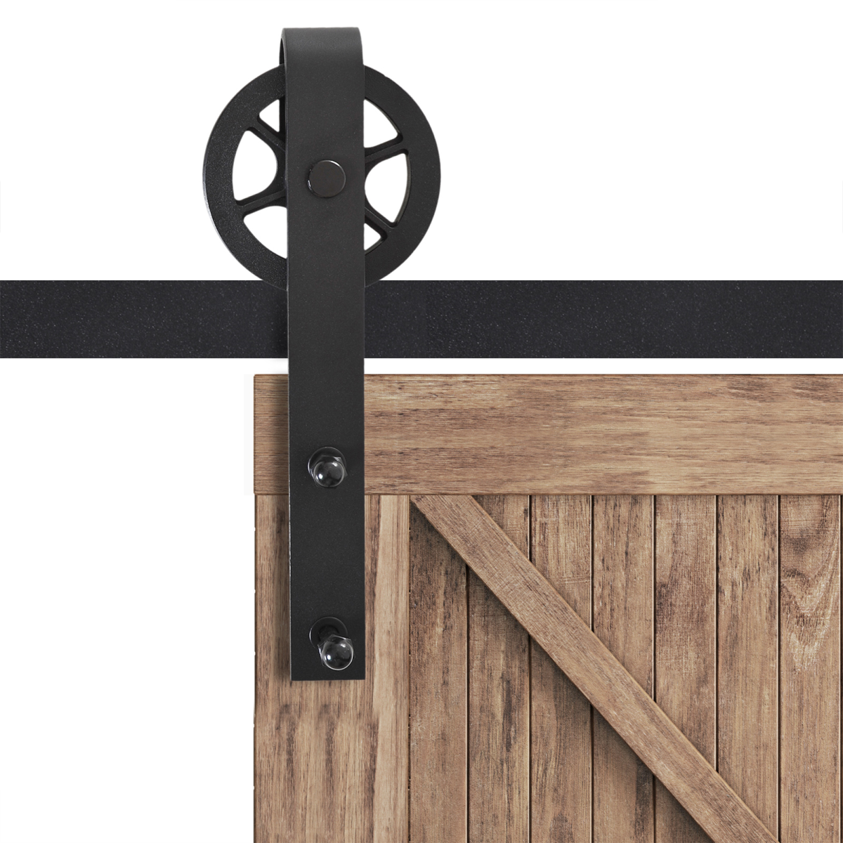 HOMCOM Sliding Barn Door Hardware Kit, 6.6ft – Carbon Steel Track for Doors up to 90kg