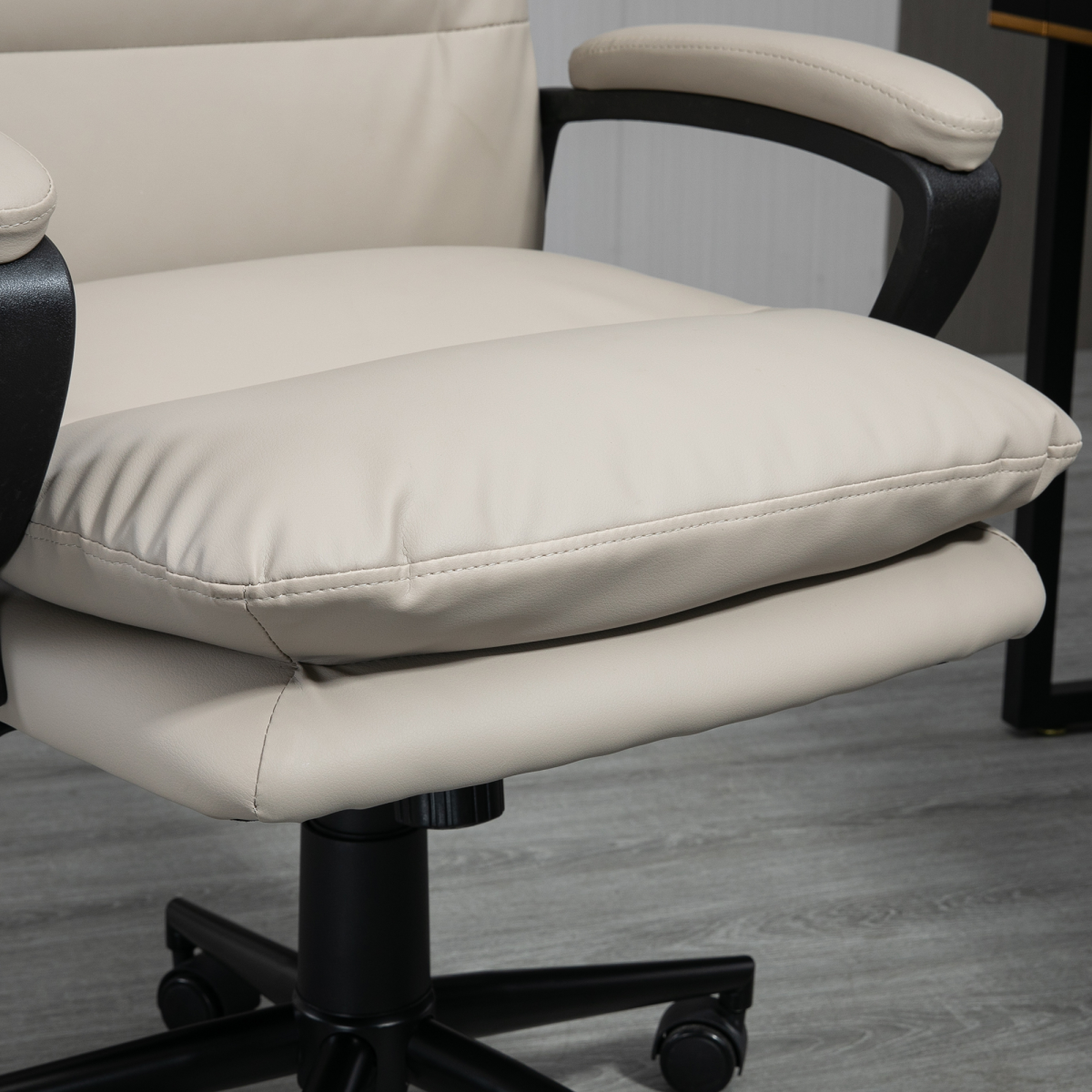 Vinsetto PU Leather Home Office Chair with Double-Padded Seat & Armrests – Swivel Desk Chair, Grey