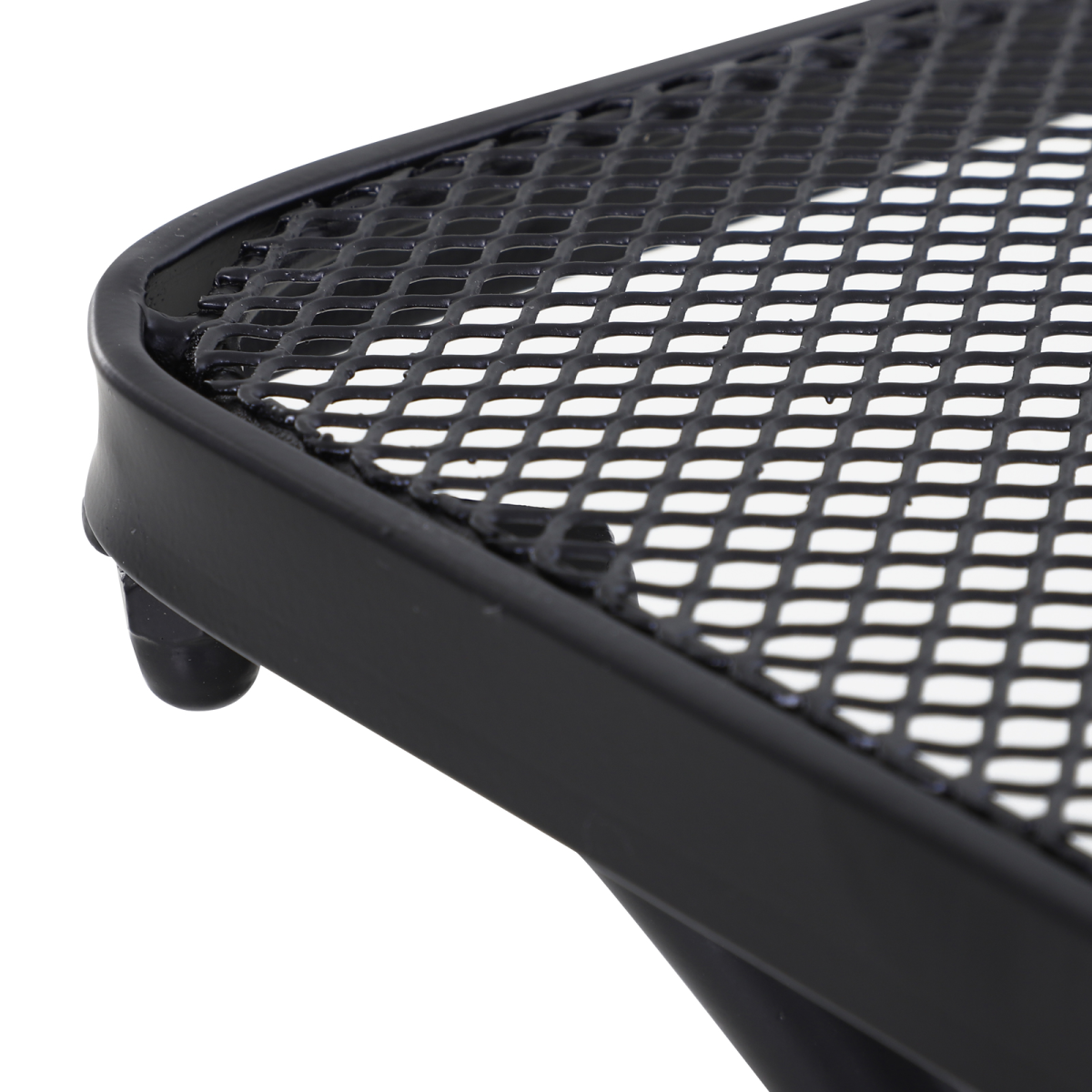 Outsunny 45cm Square Metal Bistro Table with Mesh Top & Curved Legs – Outdoor Patio Coffee Table, Black