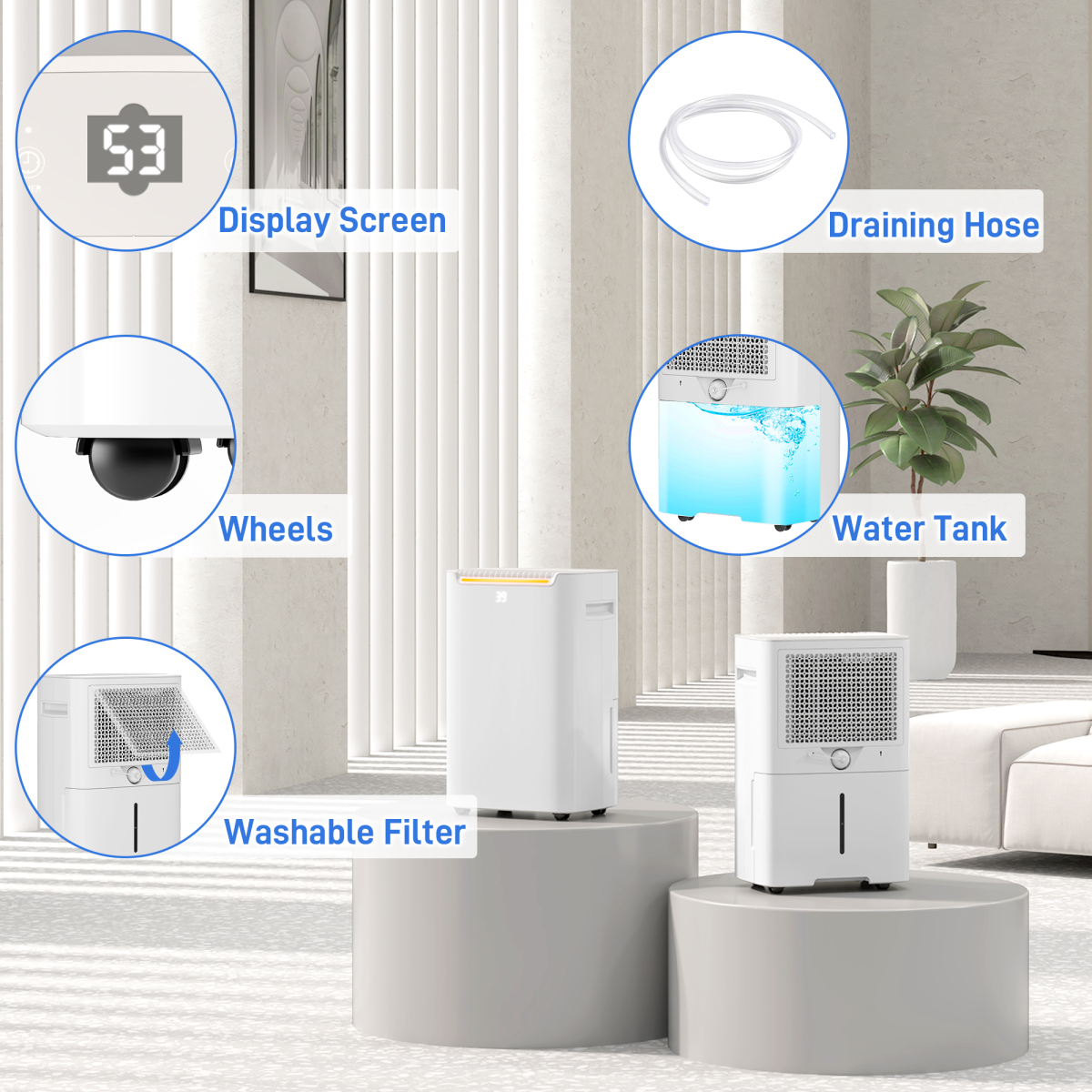 HOMCOM 20L/Day Dehumidifier with 24H Timer – Reduce Damp & Condensation in Larger Rooms, White