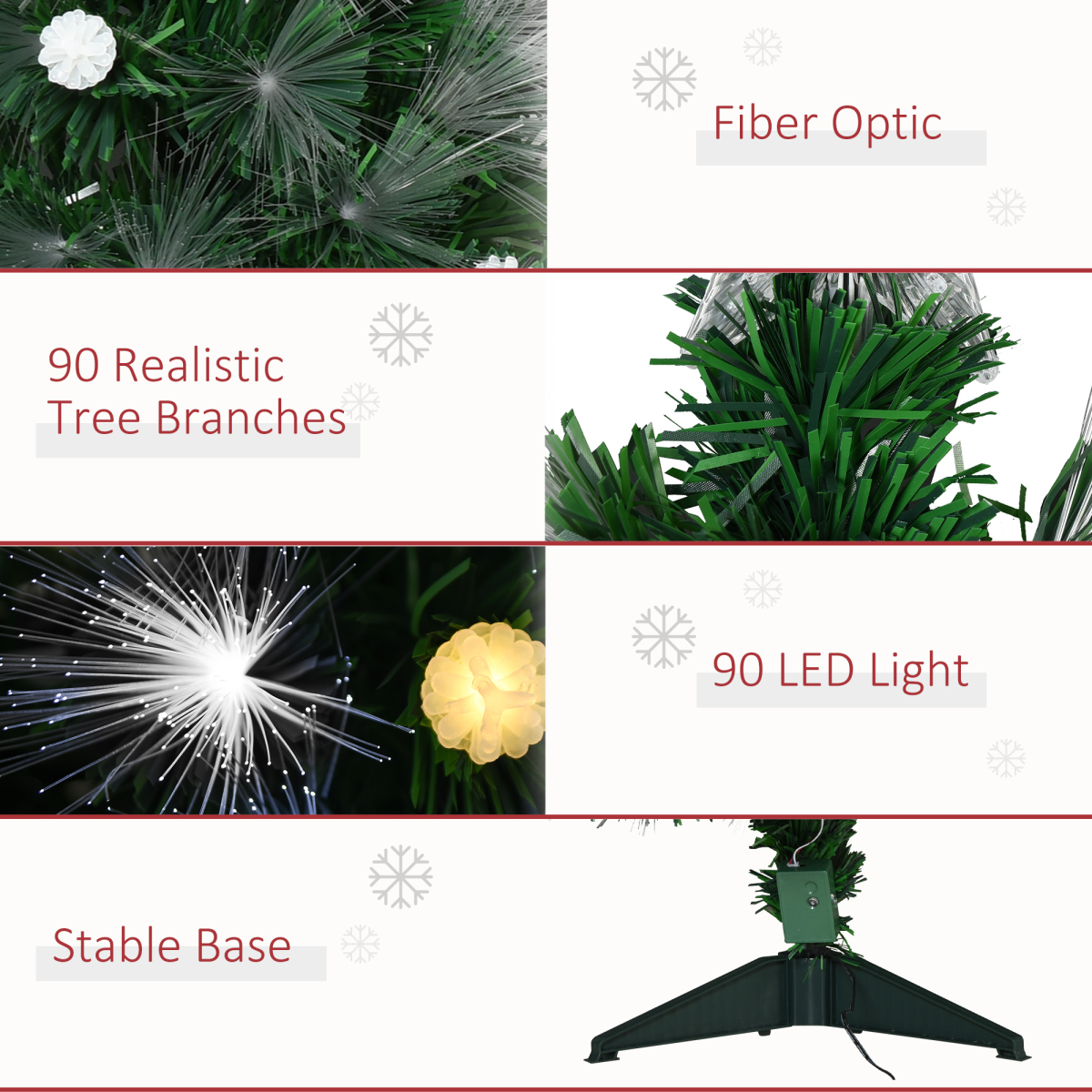 HOMCOM 3ft White Light Christmas Tree with 90 LEDs, Star Topper and Tri-Base – Pre-Lit Home Decoration