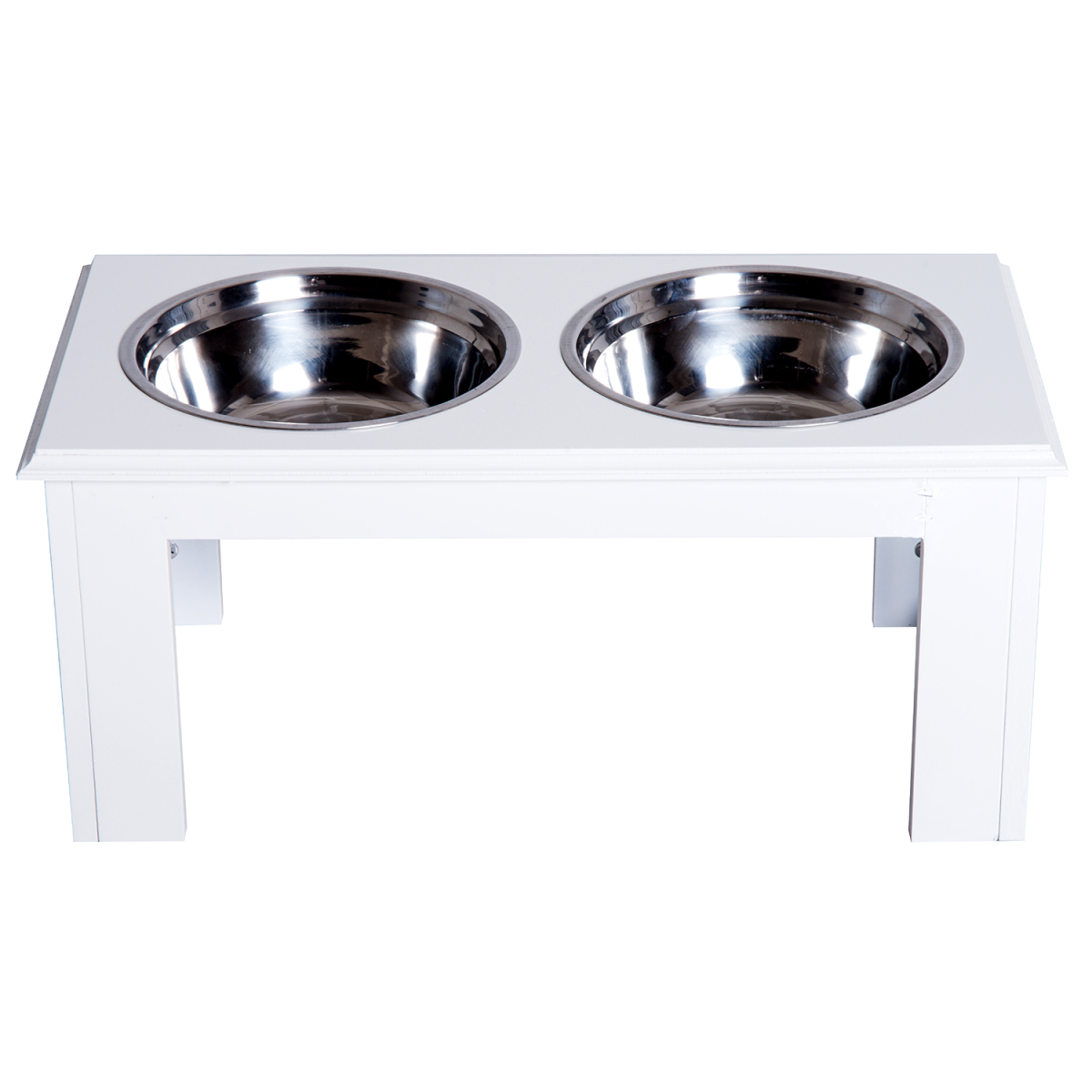Pawhut Raised Pet Feeder with Double Stainless Steel Bowls – Elevated Food & Water Stand, White