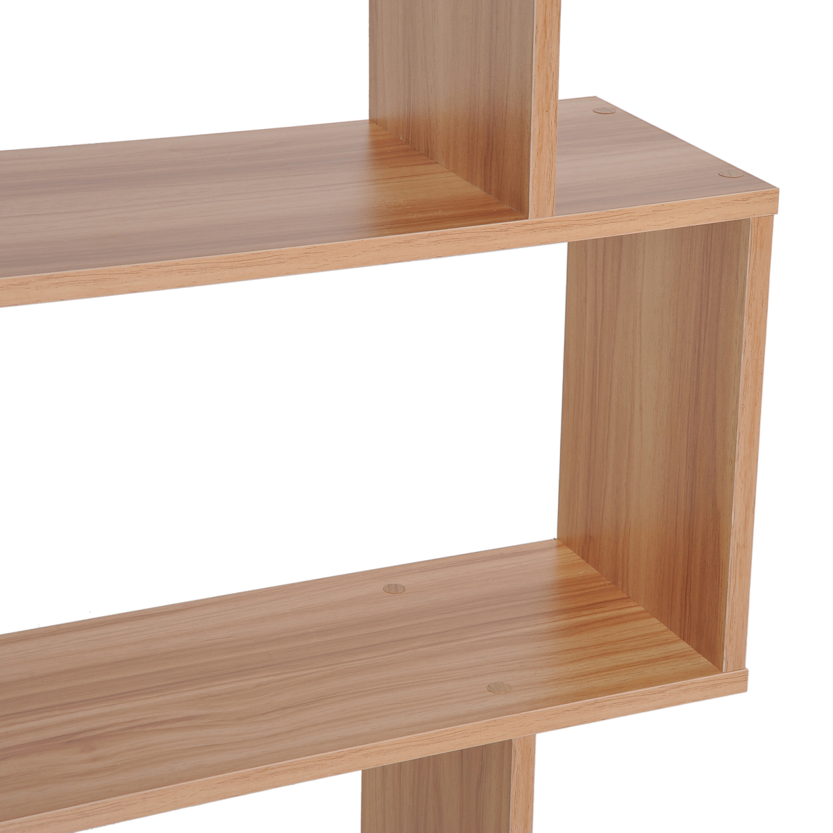 6-Tier Wooden S-Shaped Shelf Storage Unit – Distinctive Bookcase for Books & Décor, Maple