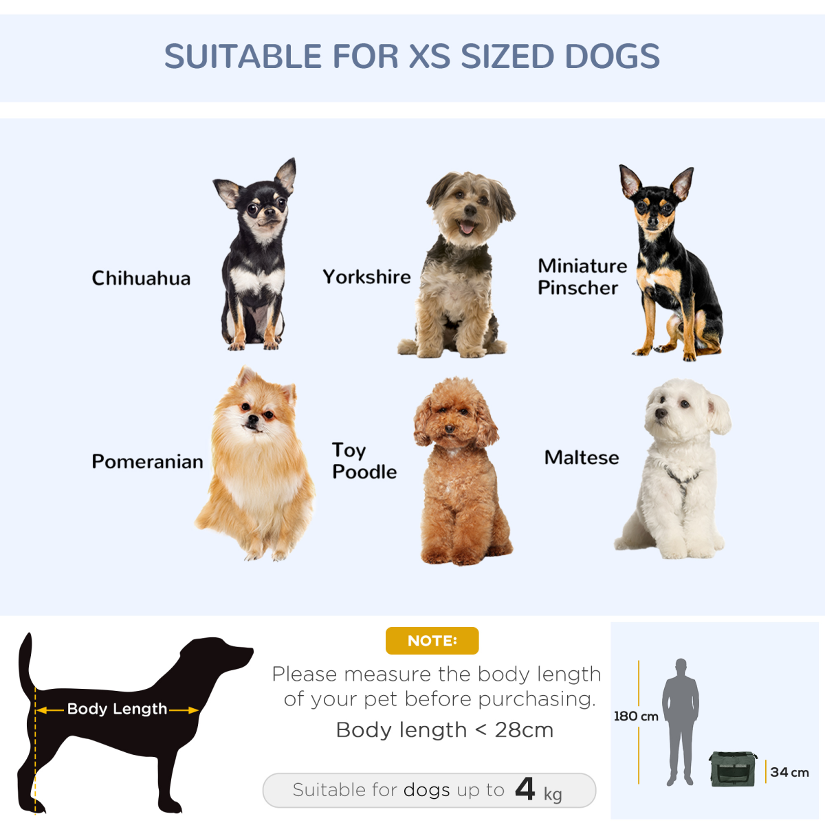 PawHut Foldable Pet Carrier with Cushion & Three Doors – Cat Bag for Miniature Dogs and Cats, Grey