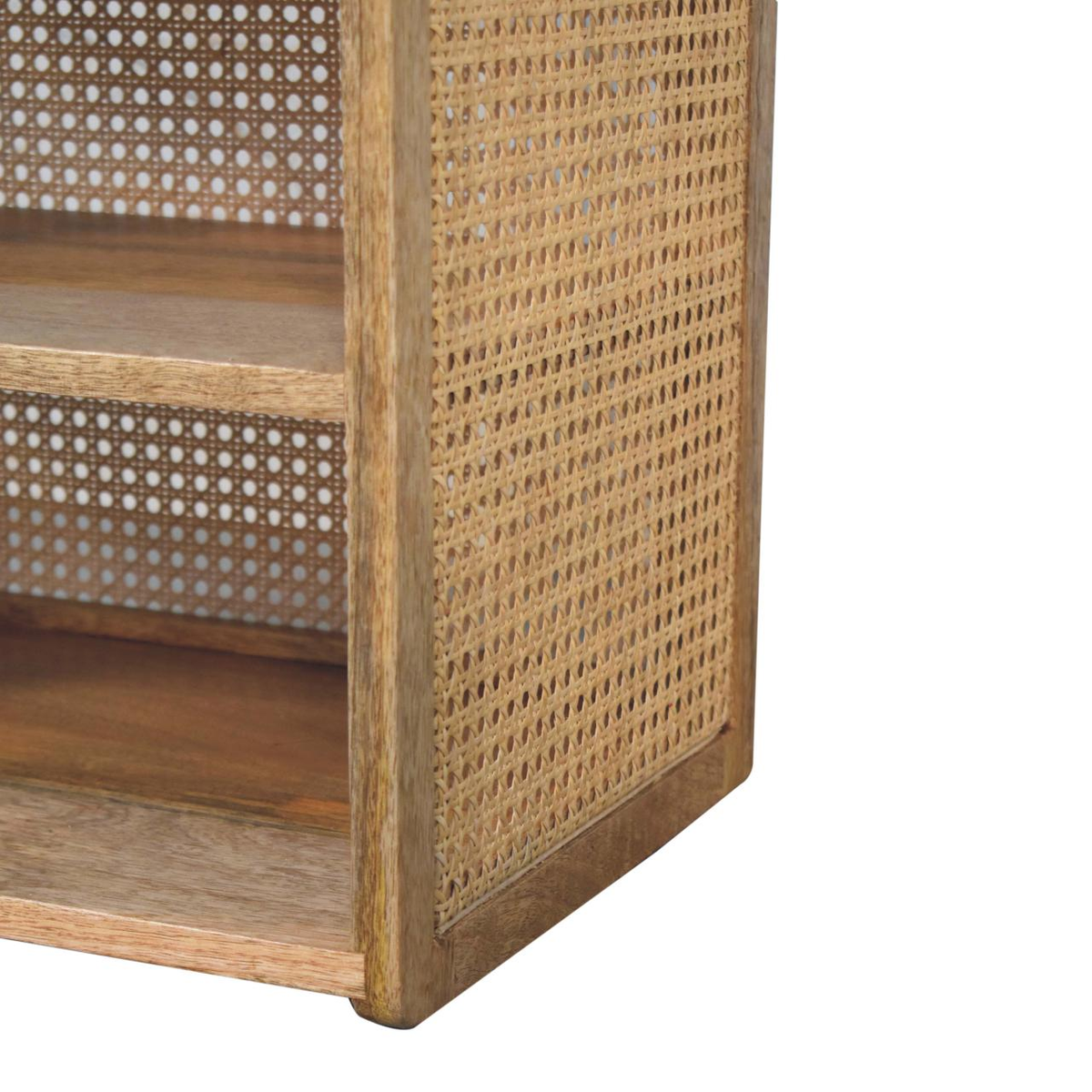 Artisan Furniture Solid Wood Larissa T-Bar Bedside Table with 1 Drawer & 2 Open Slots – Beige