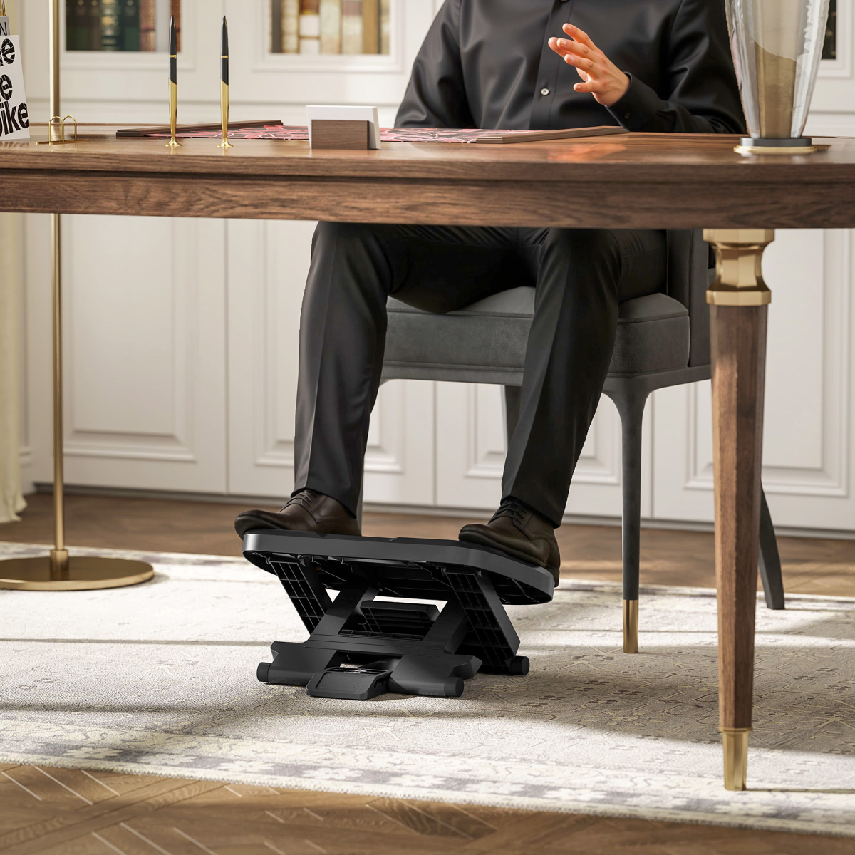 HOMCOM Adjustable Ergonomic Footrest with Textured Top Panels – Under-Desk Posture Support, Grey