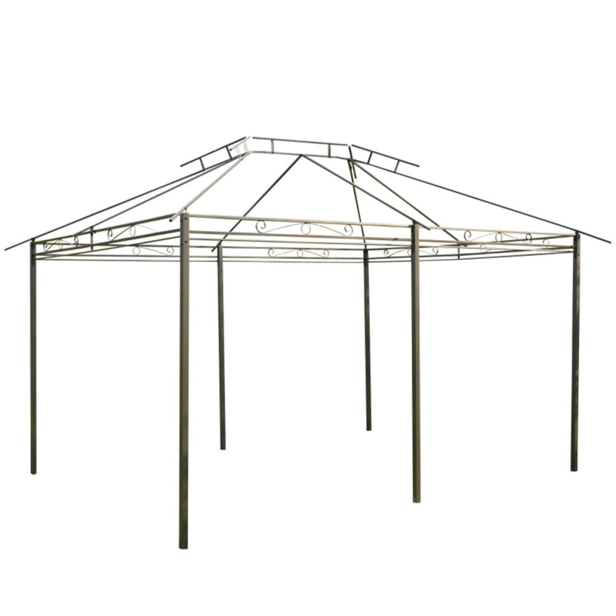 Patio Gazebo with 2-Tier Polyester Canopy & Powder-Coated Steel Frame – Extra-Large Garden Shelter, Sage Grey