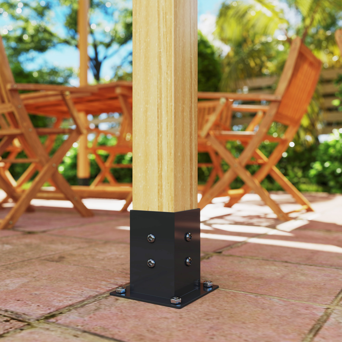 Outsunny Metal Pergola Kit with 3-Way Corner Brackets & Post Base for 92mm Lumber – Black
