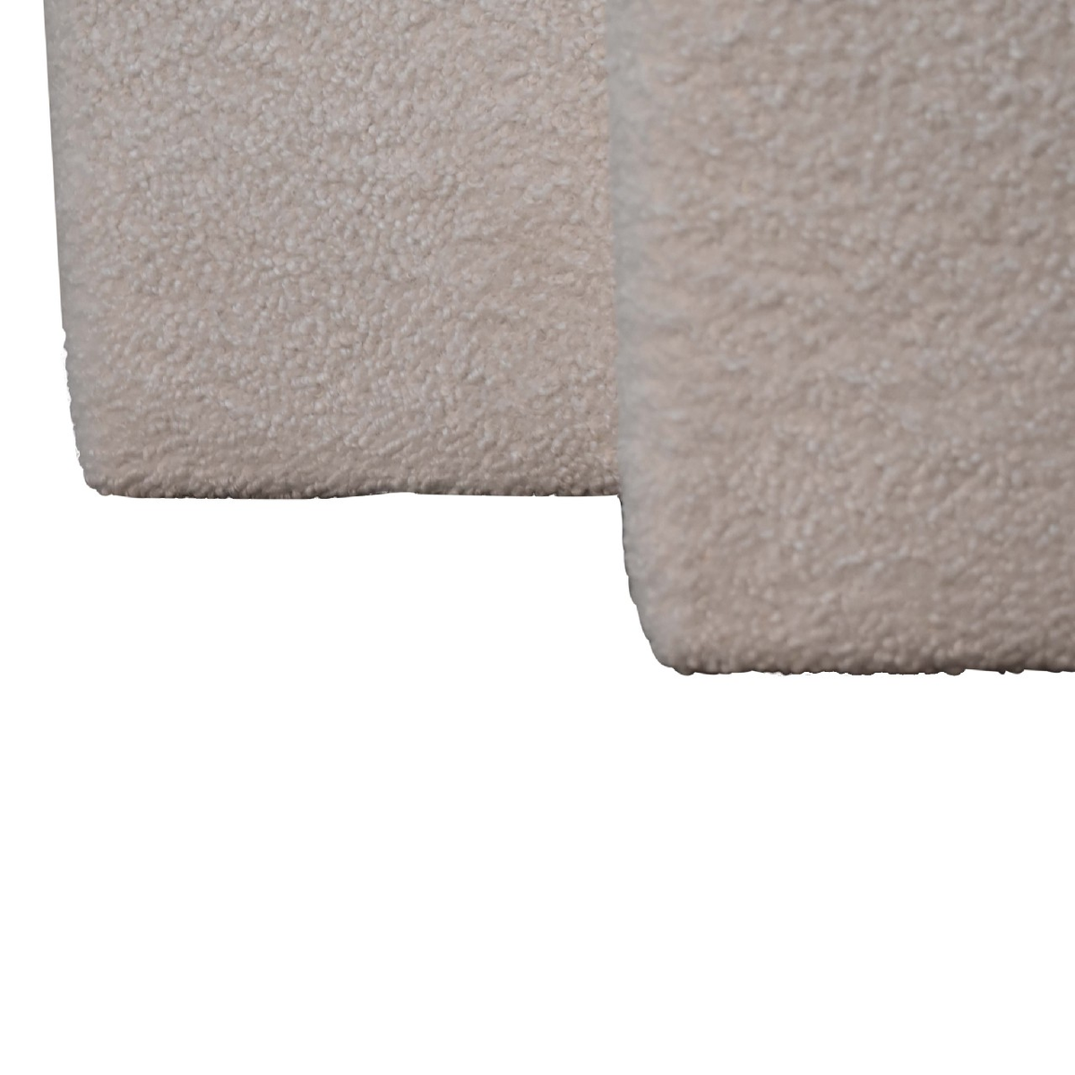 Artisan Furniture Twin Footstool in Solid Wood with White Boucle Upholstery – Seats Two, Contemporary, White