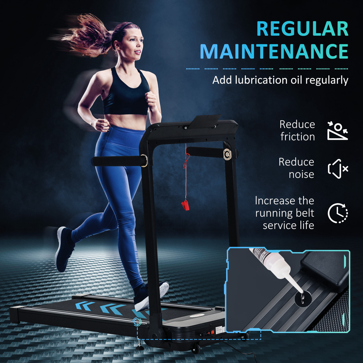 HOMCOM 1.85HP Foldable Electric Treadmill with 12 Programmes, LED Screen & Safety Key – Home Running Machine, Black