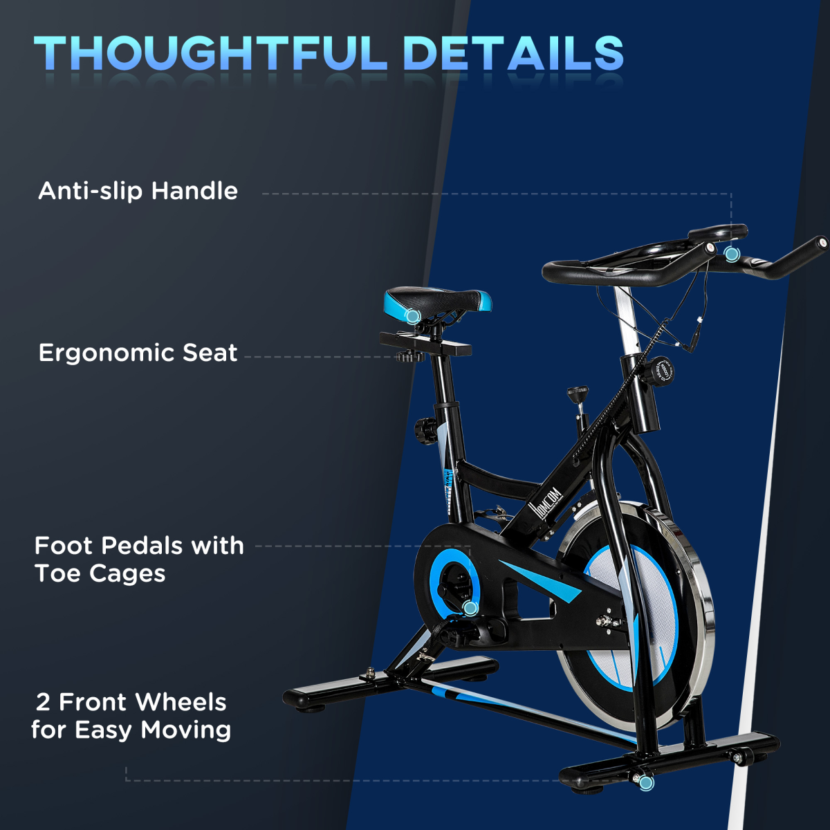 HOMCOM Indoor Cycling Exercise Bike with 8kg Flywheel, LCD Monitor & Adjustable Seat – Stationary Cardio Bike