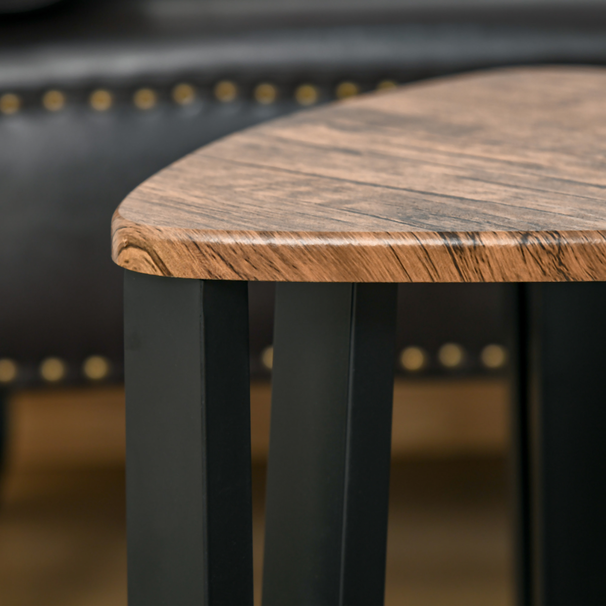 3-Piece Stackable Coffee Table Set with Walnut-Effect MDF Tops & Steel Frames – Nesting Tables