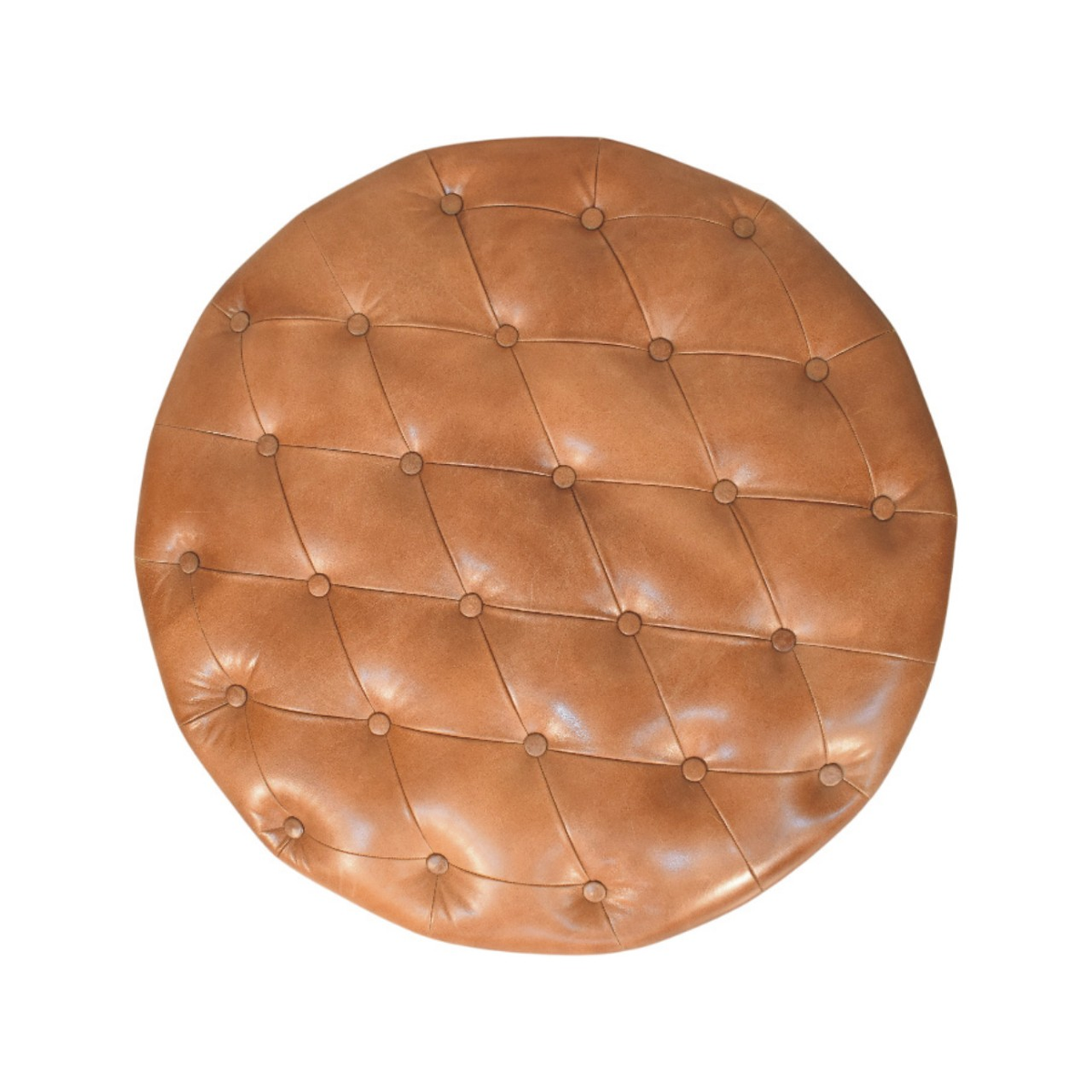 Artisan Furniture Solid Wood Sfera Coffee Table, Brown Leather Tufted Top & Ball Feet – California Walnut