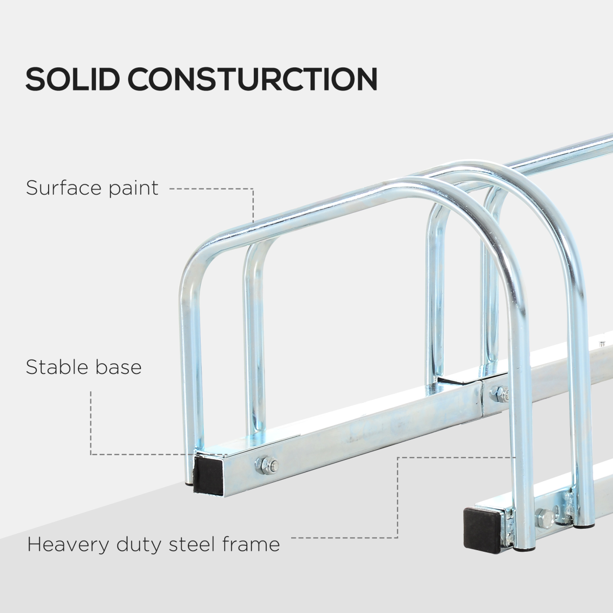 HOMCOM 5 Bike Parking Rack, Galvanised Steel Floor or Wall Mounted Cycle Storage Stand – Garage & Shed