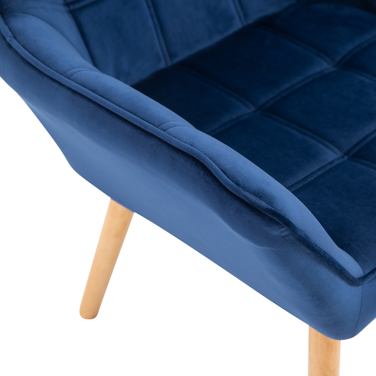 Luxe Velvet-Feel Accent Tub Chair with Wide Arms & Solid Wood Legs – Living Room Armchair, Blue