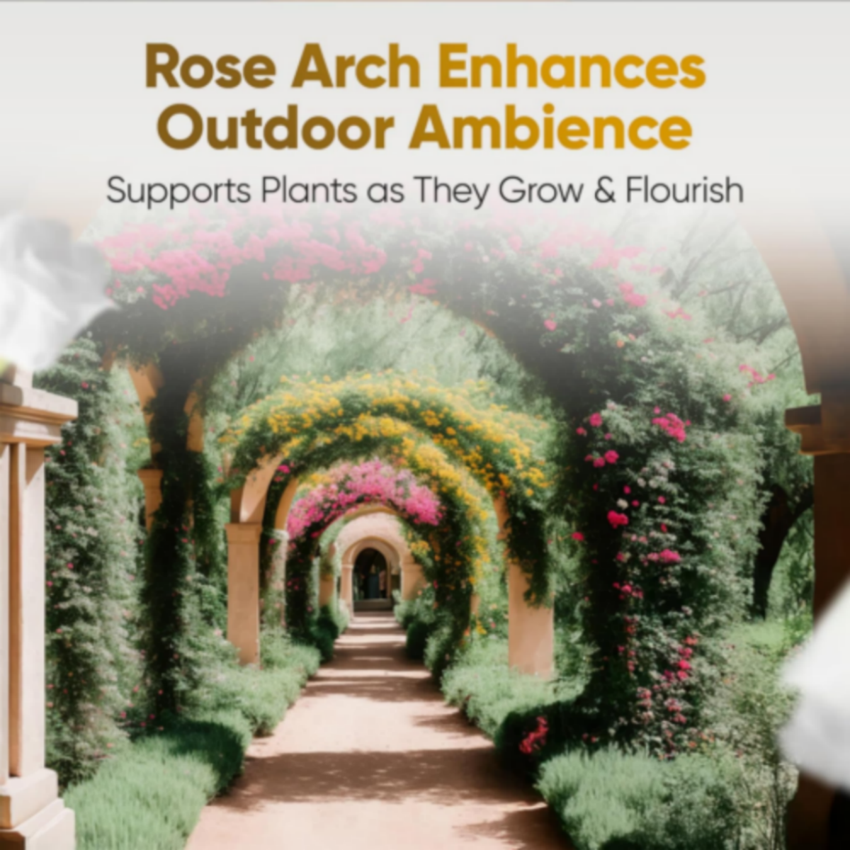 Garden Arch Trellis, 7.9ft Metal Tubular Archway for Climbing Plants – Vintage-Style Garden Arbour