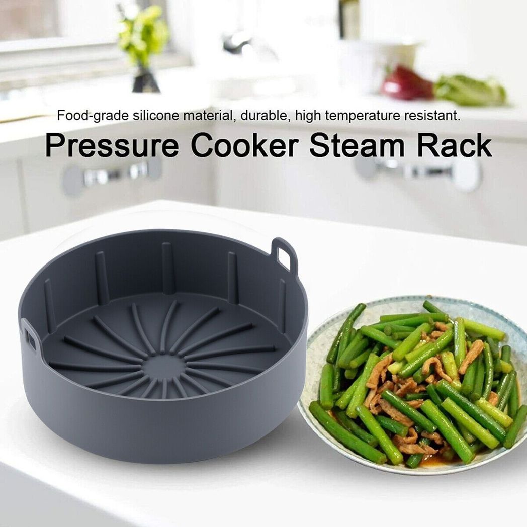 Reusable Silicone Air Fryer Liner Pot with Handles – Non-Stick, Heat Resistant Air Fryer Accessory, Black