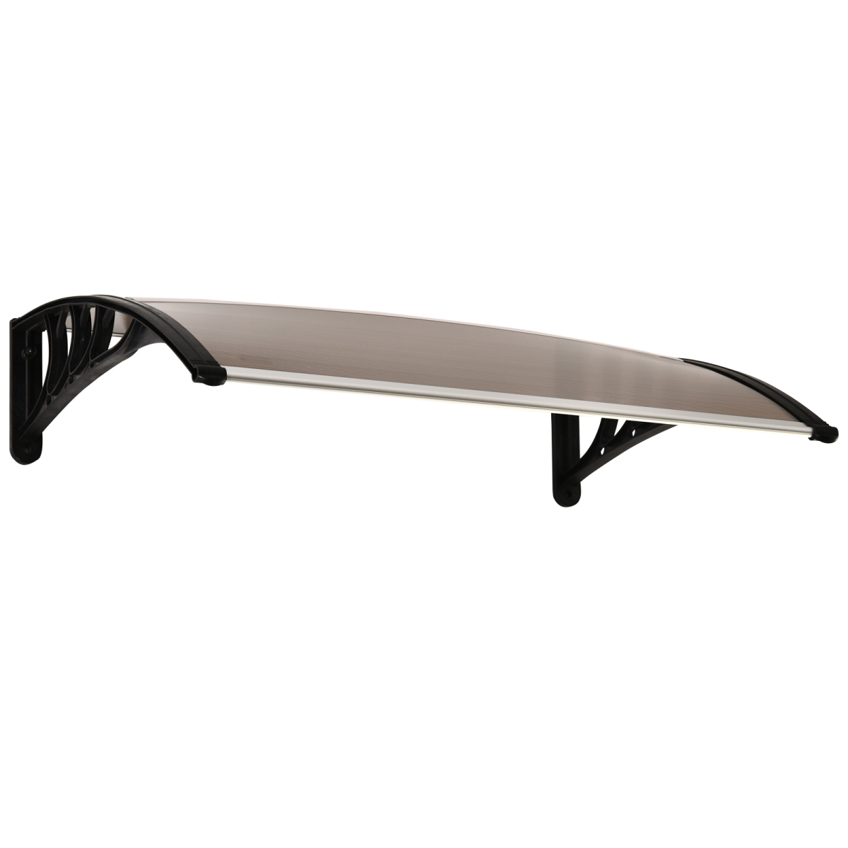 Outsunny Curved Polycarbonate Door Awning with Black Bracket – Rain and UV Protection, Brown