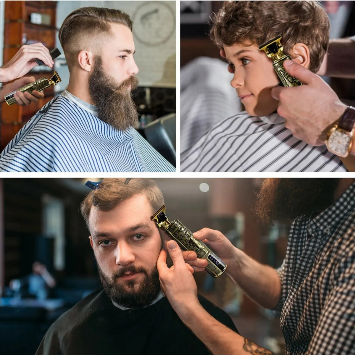Professional Cordless Hair Clipper with LCD Display, 3 Combs & USB-C Charging – Metal Body Beard Trimmer for Men