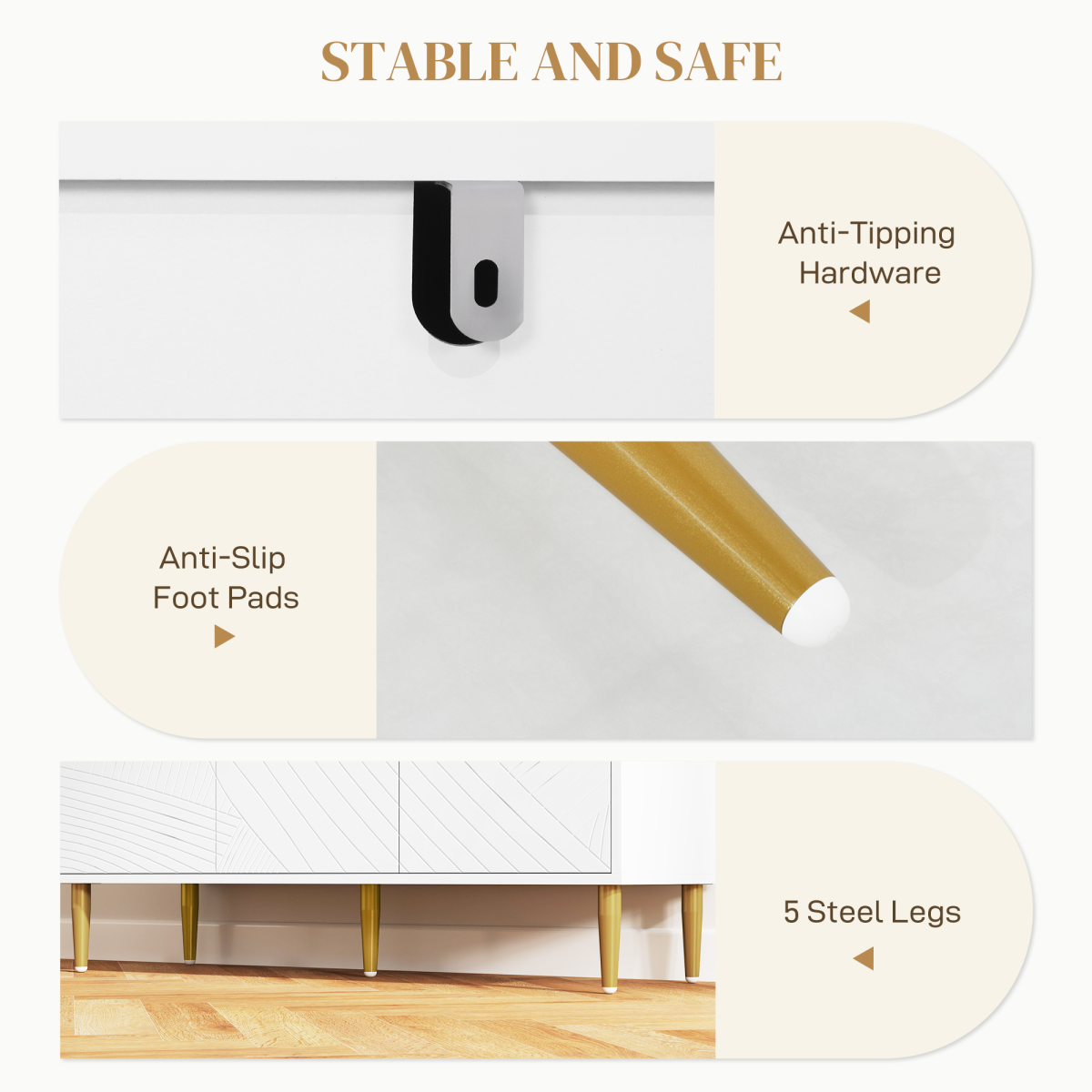 HOMCOM White Sideboard with Adjustable Shelves & Cupboard Storage – Multi-Use Storage Cabinet