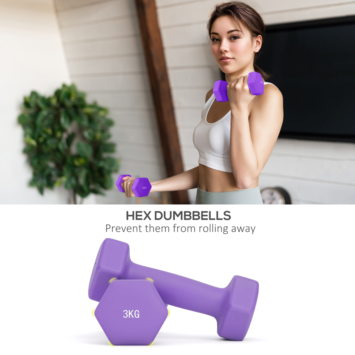 SPORTNOW Dumbbell Set with Storage Rack, 12kg Total (2 x 1kg, 2 x 2kg, 2 x 3kg) – Home Gym Hand Weights, Pink