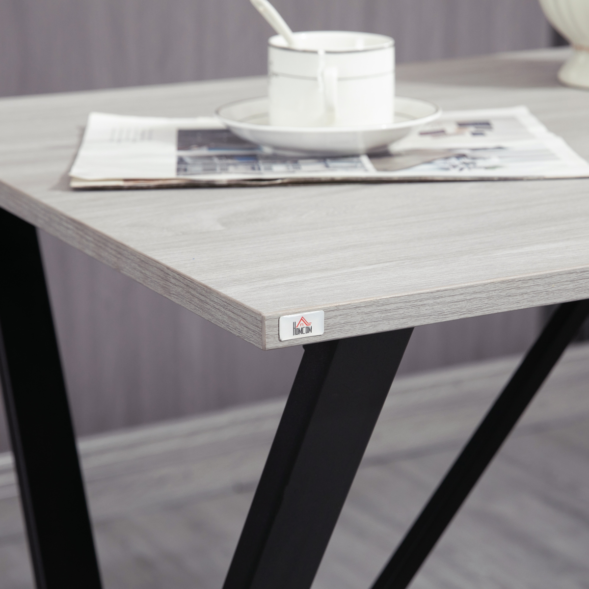 HOMCOM 120cm Rectangular Breakfast Bar Table for 4 with Steel Legs and Adjustable Feet – Kitchen Dining Table