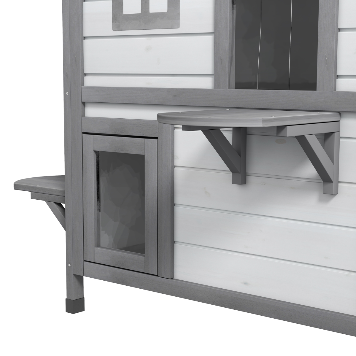 PawHut Two-Storey Wooden Kitten Condo with Openable Roof – Indoor & Outdoor Catio Enclosure, White