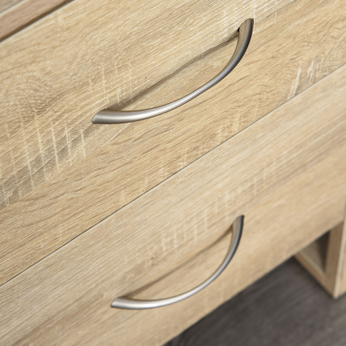 HOMCOM 2-Drawer Bedside Table with Silver-Tone Handles – Bedroom Storage, Natural