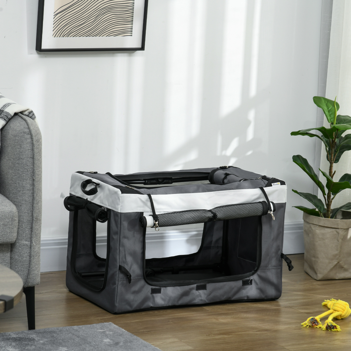 PawHut Foldable Pet Stroller with Detachable Carrier, Soft Padding & Storage Pouch for Small Dogs – Grey