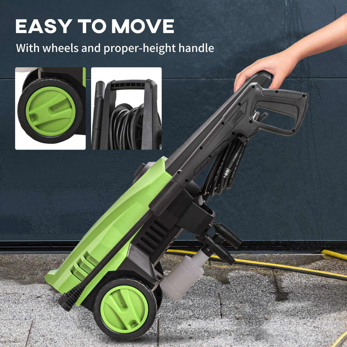 DURHAND Portable Power Washer 1800W, 150 Bar, 510 L/h with Snow Foam Bottle – Jet Washer for Garden, Car, Furniture