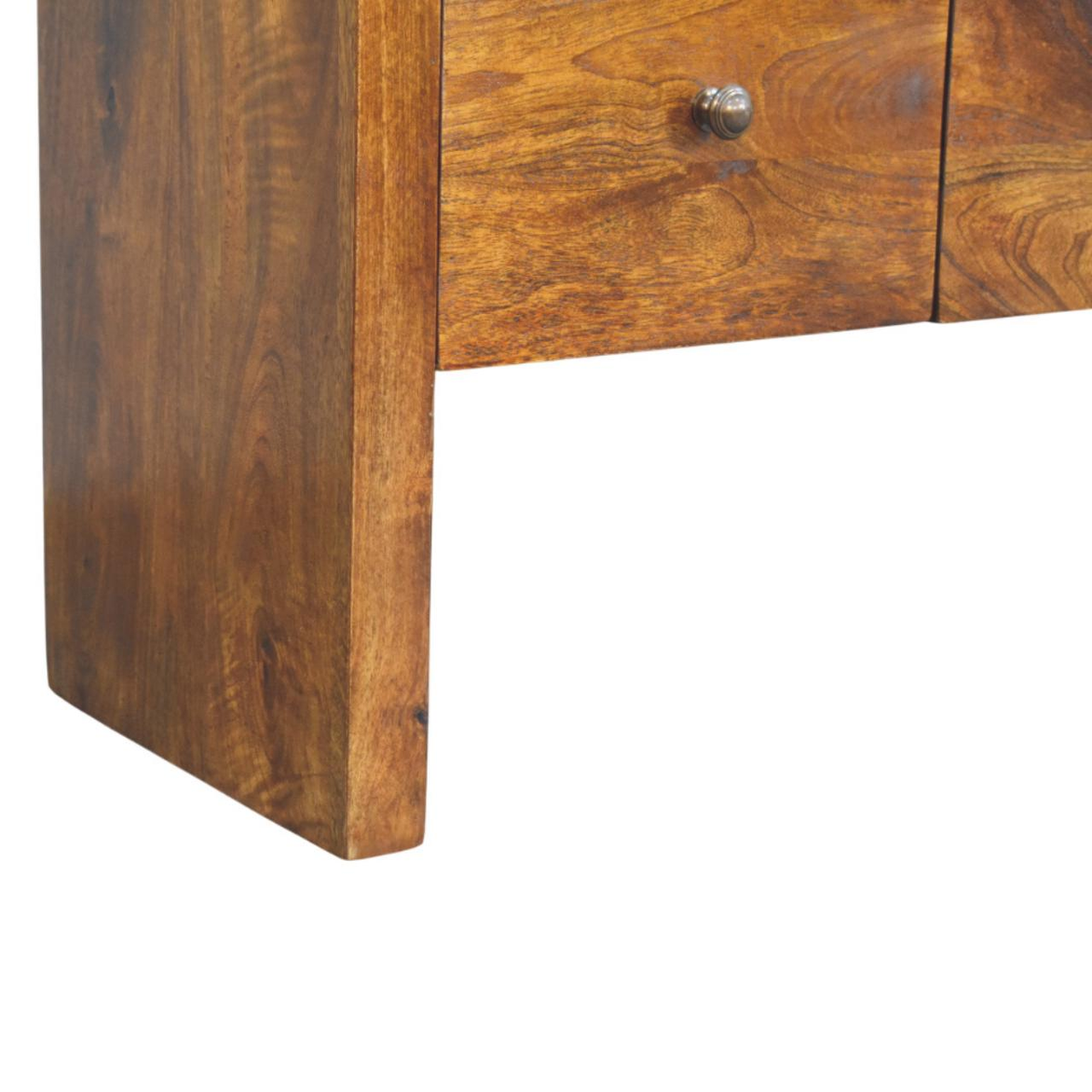 Artisan Furniture Solid Wood Darcy 3 over 3 Drawer Chest with Curved Silhouette – Brass Knobs, Chestnut Brown