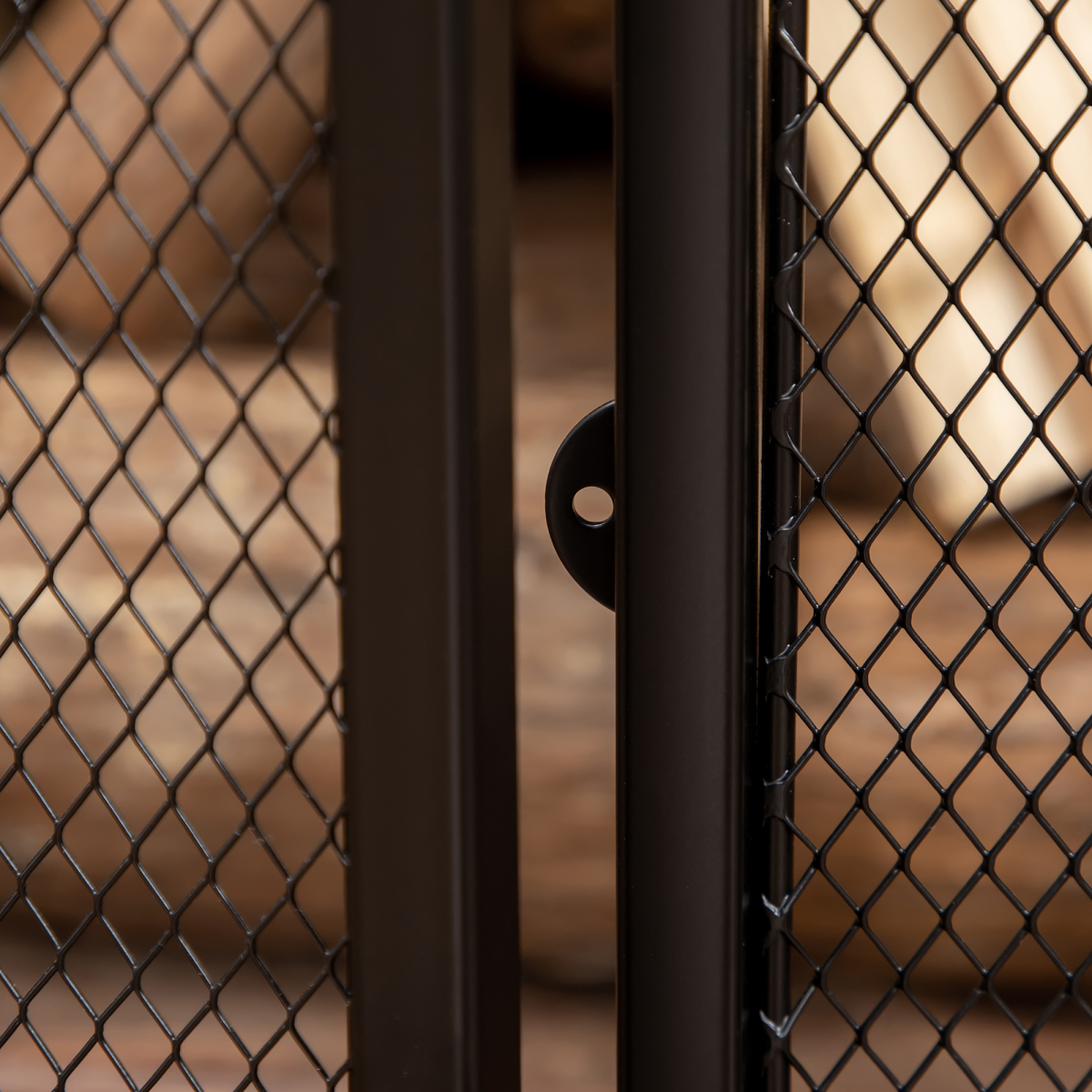 HOMCOM 3-Panel Folding Fireplace Screen with Spark Guard and Metal Mesh Fireguard – Double Access Door, Black
