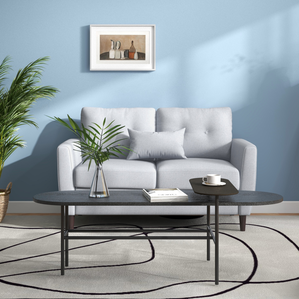 HOMCOM Modern Chic Loveseat with Armrests & Spring Padding – Compact 2 Seater Sofa for Home or Office