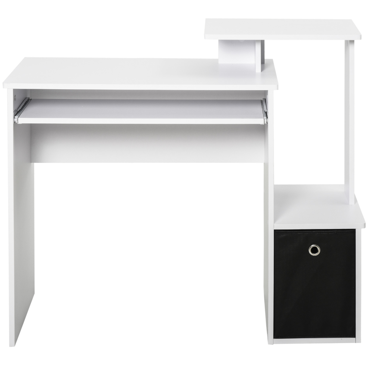 HOMCOM Computer Desk with Sliding Keyboard Tray, Drawer and Shelf – Compact Home Office Workstation, White
