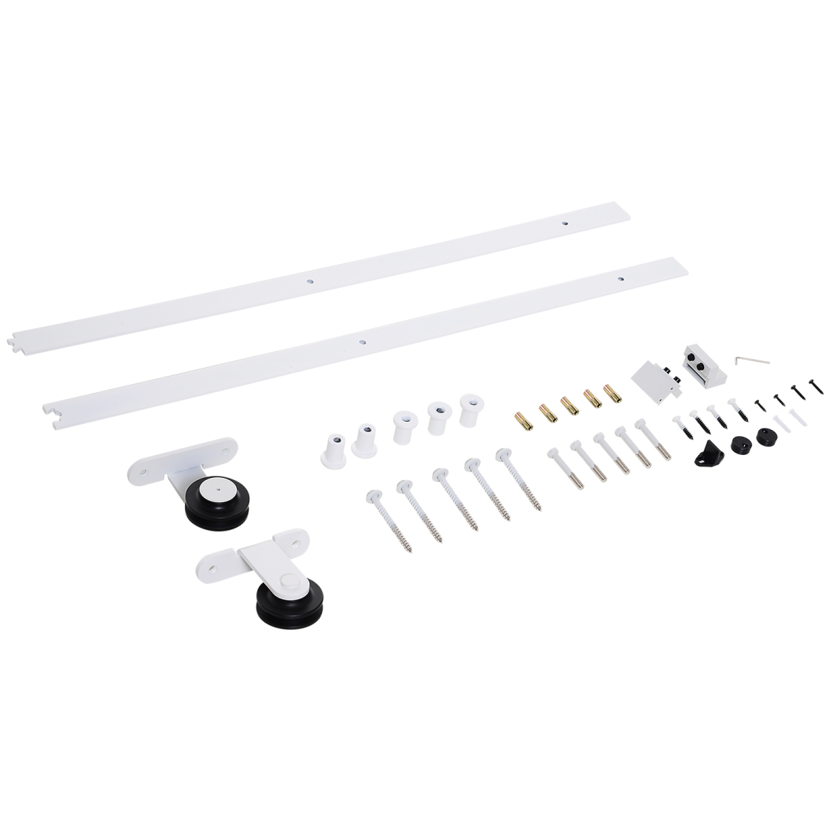 HOMCOM 6ft Modern Carbon Steel Sliding Barn Door Track Kit – Space-Saving Door Hardware, White