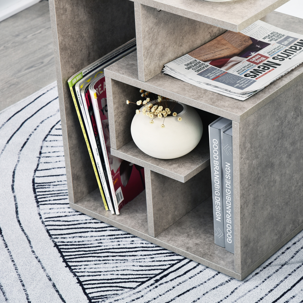 3-Tier Cube Side Table with Open Storage Shelves – Bedside Table for Books & Décor