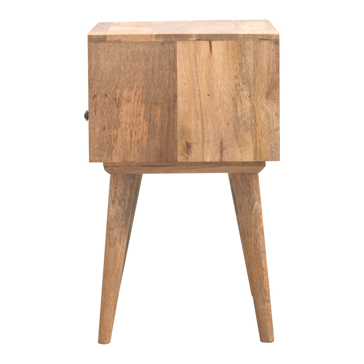 Artisan Furniture Solid Mango Wood Modern Bedside Table with 1 Drawer & Open Shelf – Oak-ish Finish, Beige