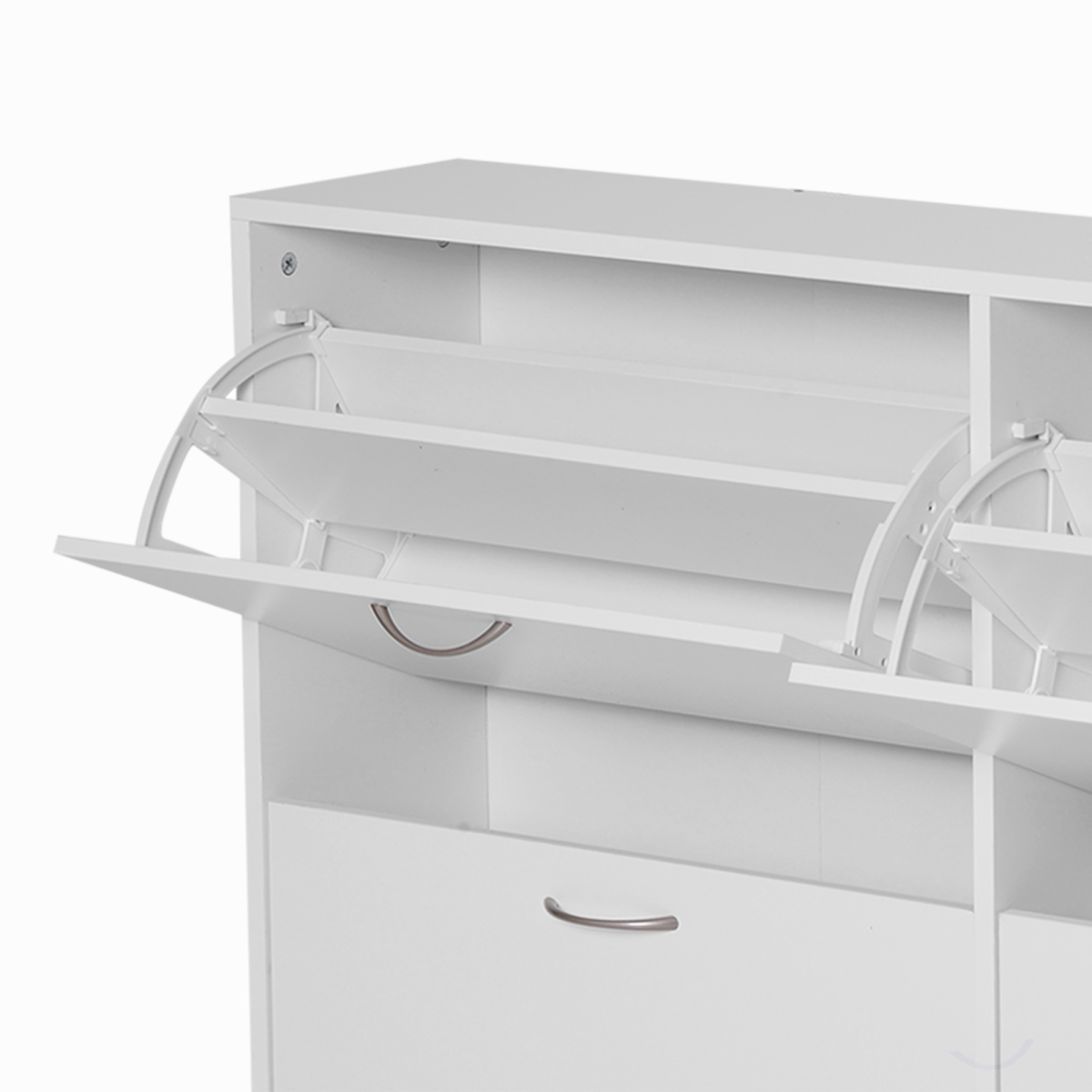 Wooden 4-Drawer Flip-Down Shoe Cabinet – Holds 16–24 Pairs, Slim Space-Saving Hallway Storage, White