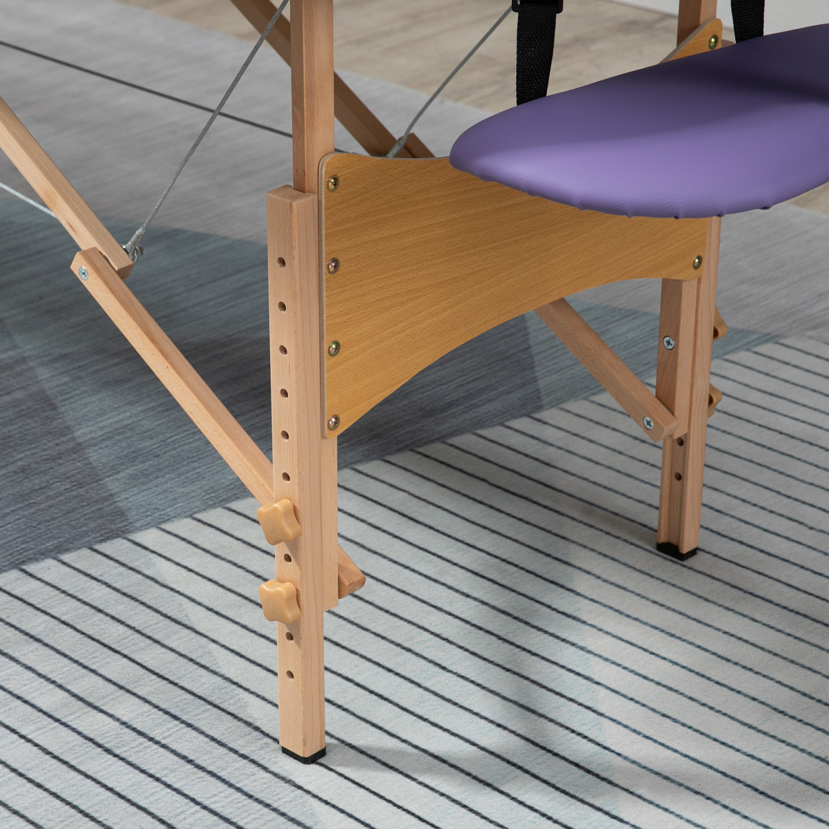 HOMCOM Portable Massage Table with Adjustable Height, Detachable Headrest & Carry Bag – Folding Beauty Bed, Purple
