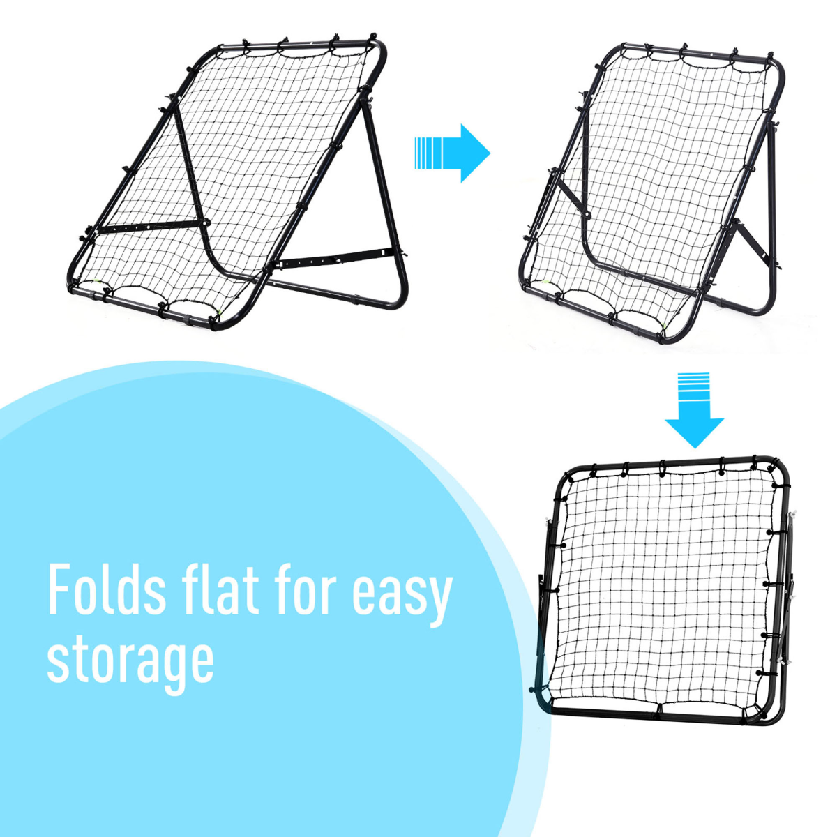 HOMCOM Football Rebounder Net with Adjustable Angle & Steel Frame – Training Aid for Kids & Adults