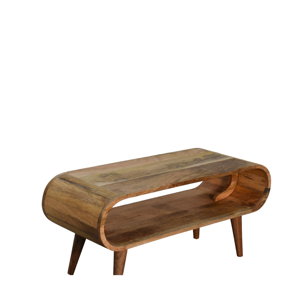 Artisan Amaya Nordic Style Solid Wood Coffee Table with Lower Shelf – Scandinavian Living Room Furniture, Beige