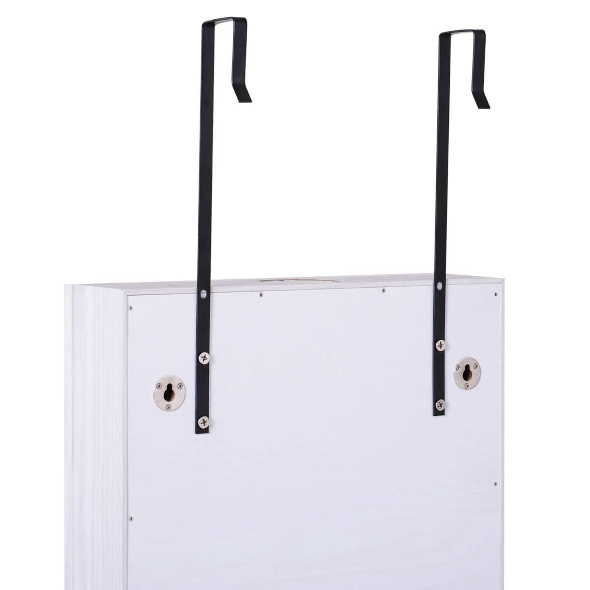 Lockable Hanging Mirrored Jewellery Cabinet with Full-Length Mirror & 6 LED Lights – White