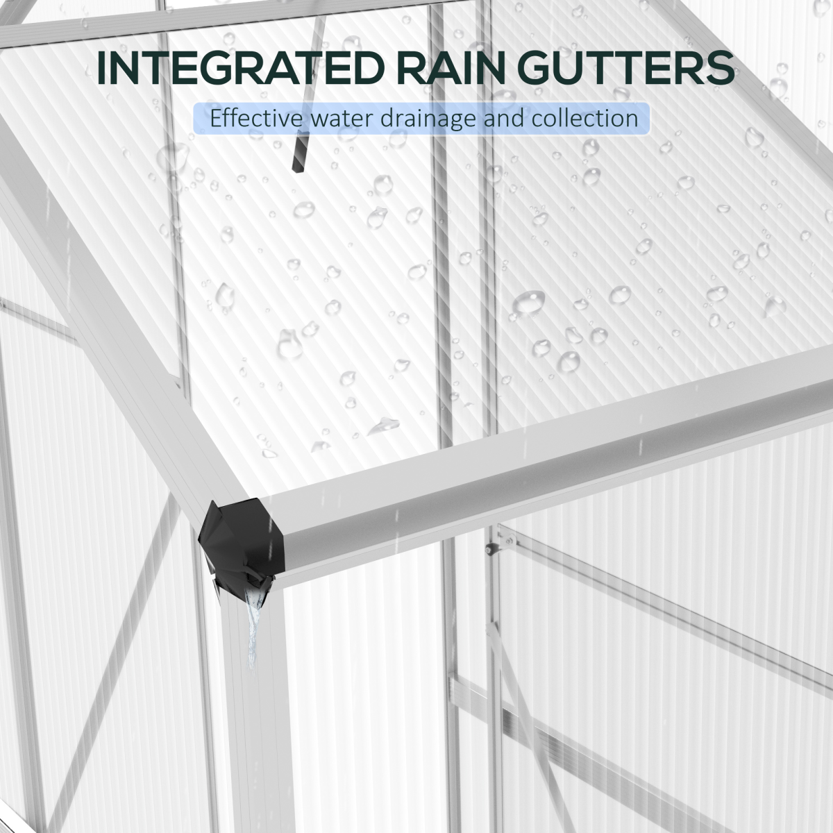 Outsunny 6 x 2.5ft Polycarbonate Greenhouse with Aluminium Frame & Sliding Door – Adjustable Vent, Silver