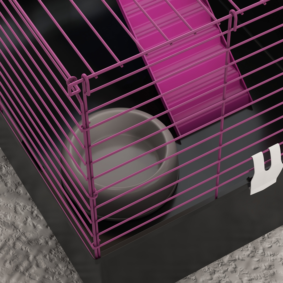 PawHut Small Animal Cage, Rabbit and Guinea Pig Hutch with Platform, Ramp and Hay Feeder – Black