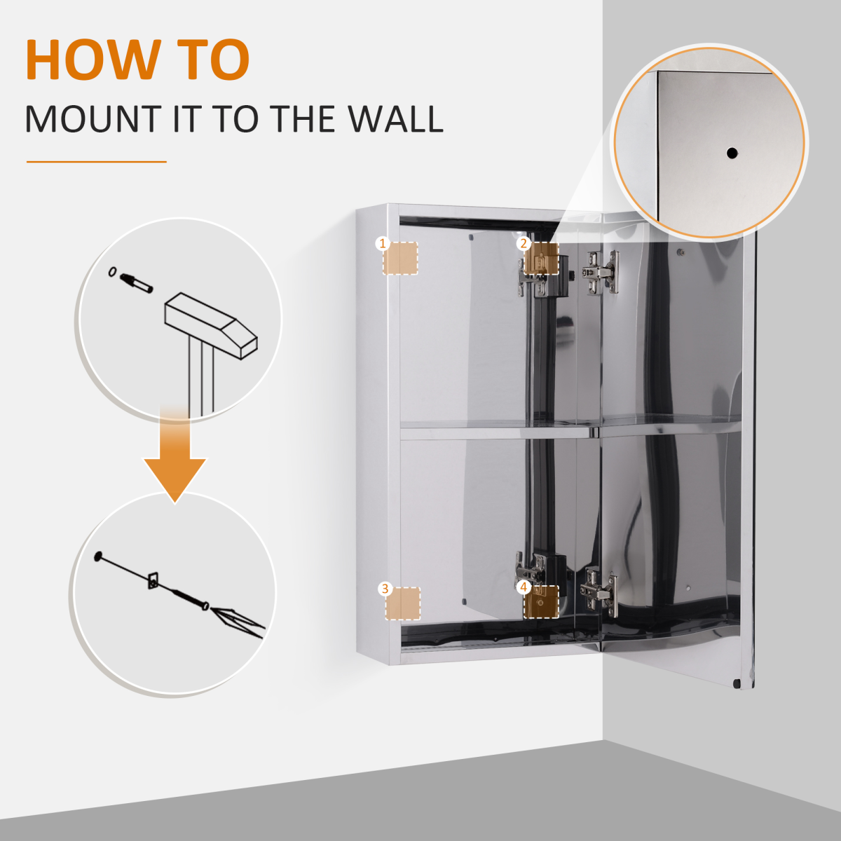 HOMCOM Wall-Mounted Bathroom Mirror Cabinet with Glass Door, 2 Storage Levels – Contemporary Design